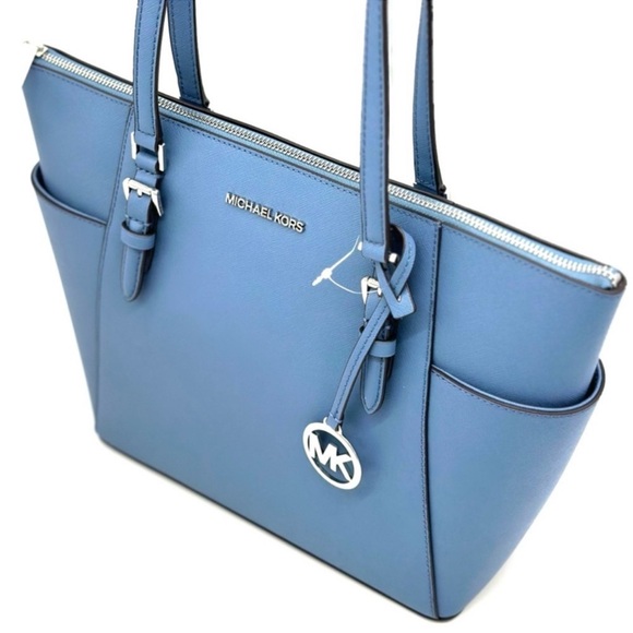 Michael Kors Large Charlotte Tote Bag Denim Blue - Picture 6 of 10